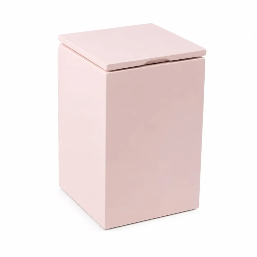 Lixeira Quadrada Slow Close 5,5L em Resina Rosa Chá Fosco
