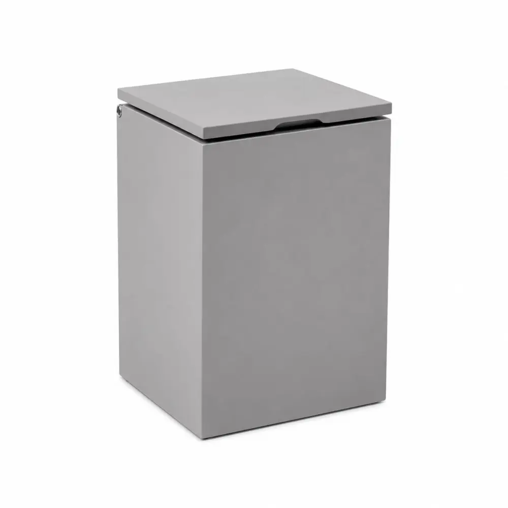 Lixeira Quadrada Slow Close 5,5L em Resina Cinza Claro Fosco