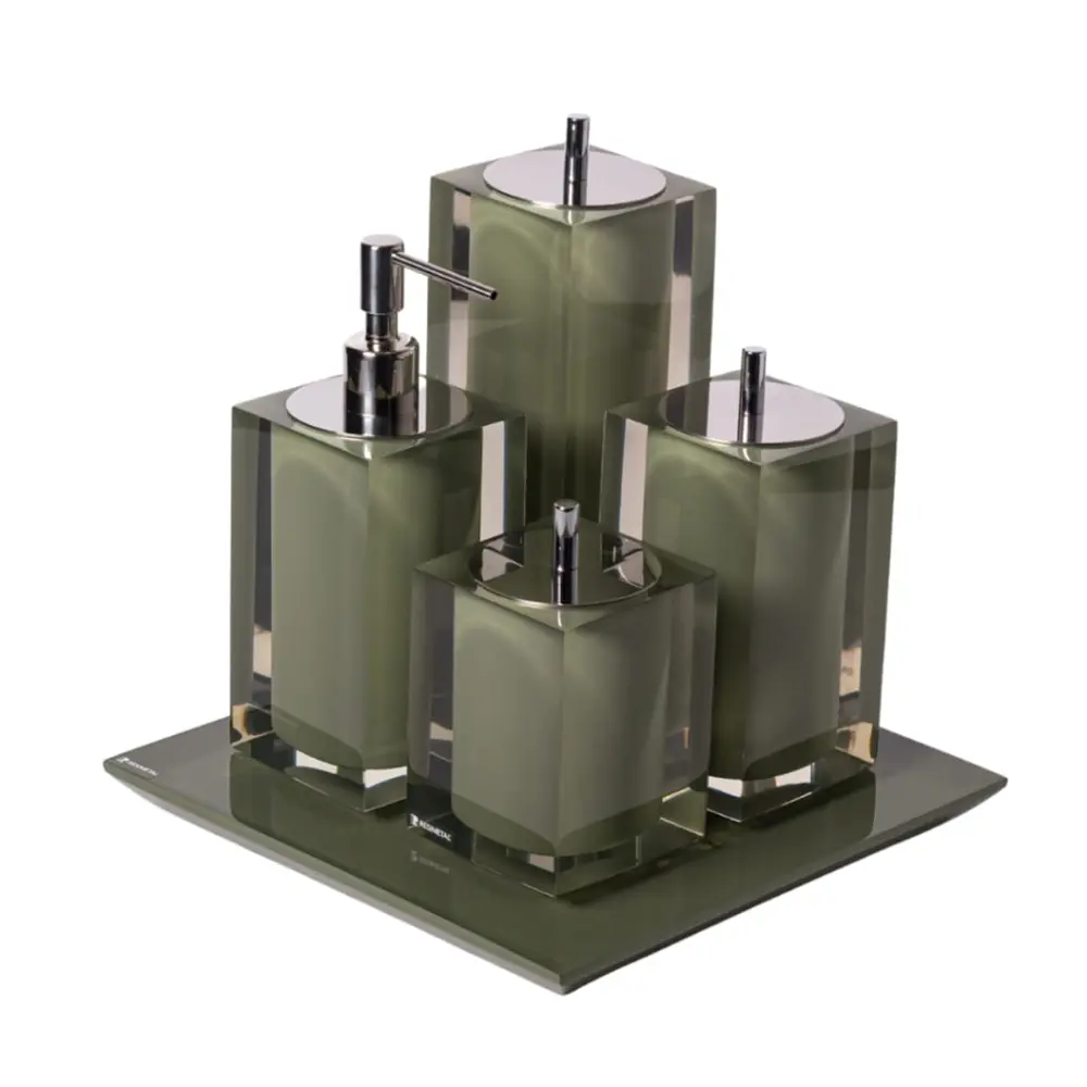 Bandeja Slim 24x24cm em Resina Cristal Green