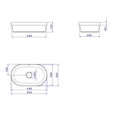 Cuba de Sobrepor Oval 30x50cm Deca Slim Branco L.24050.17