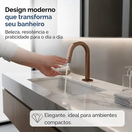 Torneira Tube Bica Baixa Corten Banheiro Mesa Luxo Moderna