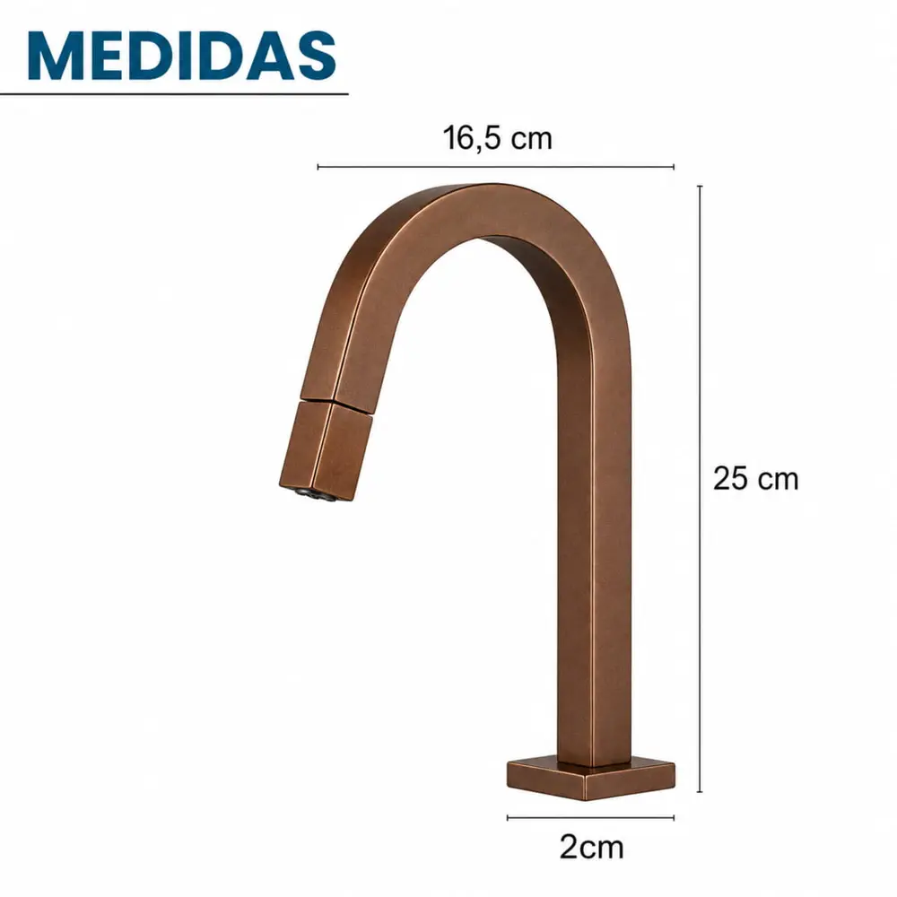 Torneira Tube Bica Baixa Corten Banheiro Mesa Luxo Moderna