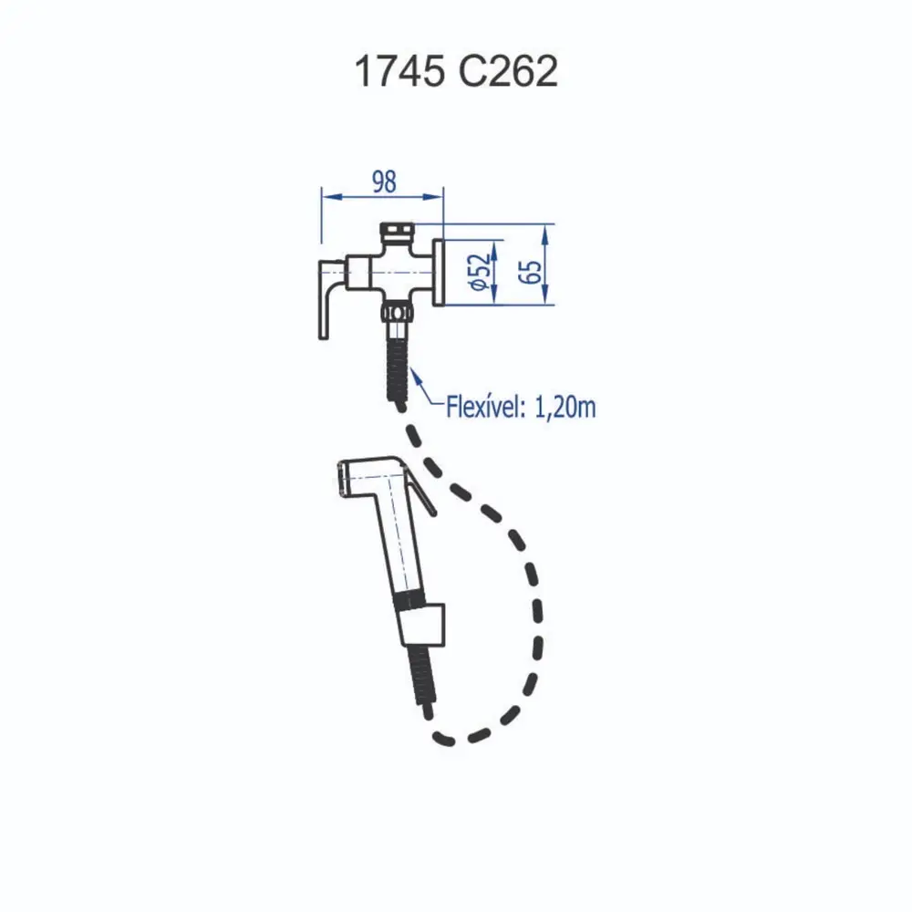 Ducha Higiênica com Derivação Fani Túnis Clássica Cromado 1745 C262
