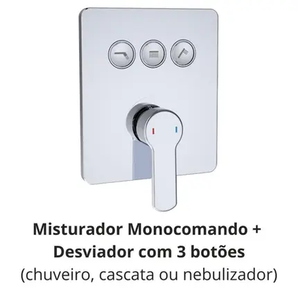 Chuveiro Multifuncional de Teto Embutido U53 Unique Spa em Inox Polido