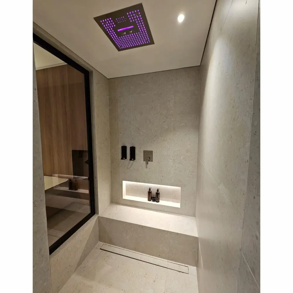 Chuveiro Multifuncional de Teto Embutido U53 Unique Spa em Inox Polido