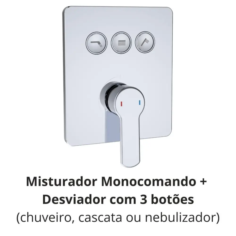 Chuveiro Multifuncional de Teto Embutido U53 Unique Spa em Inox Polido