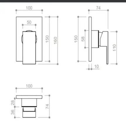 Acabamento Monocomando para Chuveiro Base Deca Kromma Quadratta Black Matte  KR705 11BLM