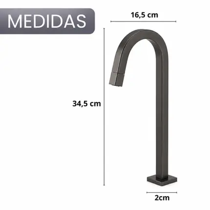 Torneira Banheiro Bica Alta Tube Dark Antracite Mesa Moderna