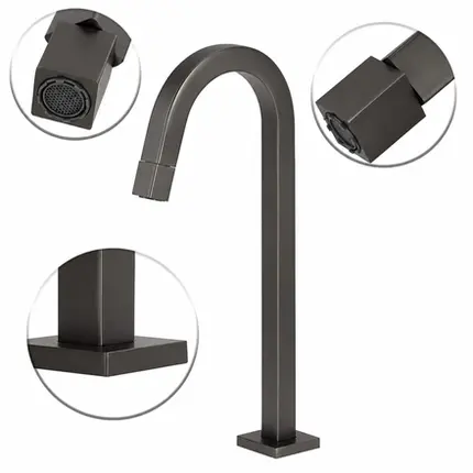 Torneira Banheiro Bica Alta Tube Dark Antracite Mesa Moderna