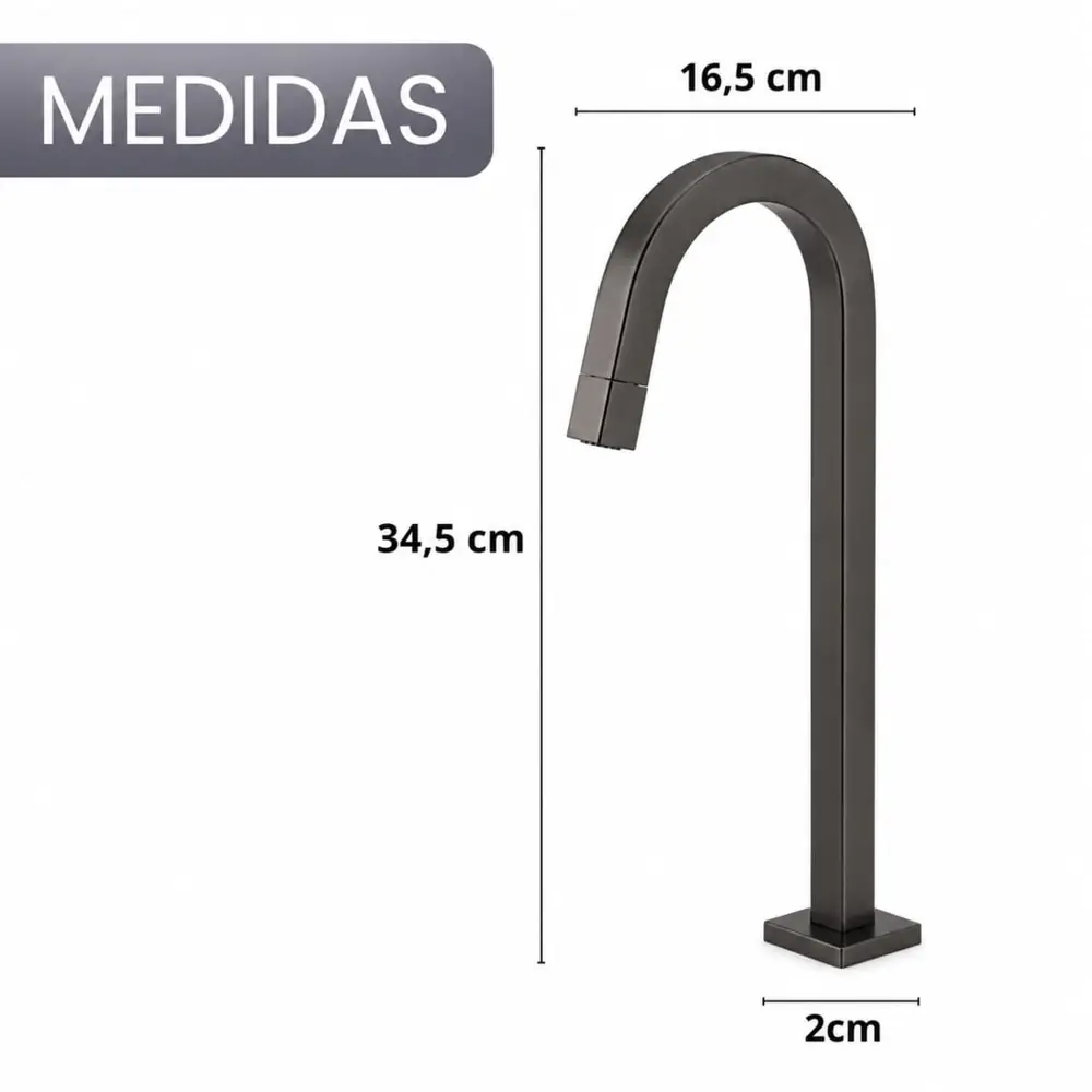 Torneira Banheiro Bica Alta Tube Dark Antracite Mesa Moderna
