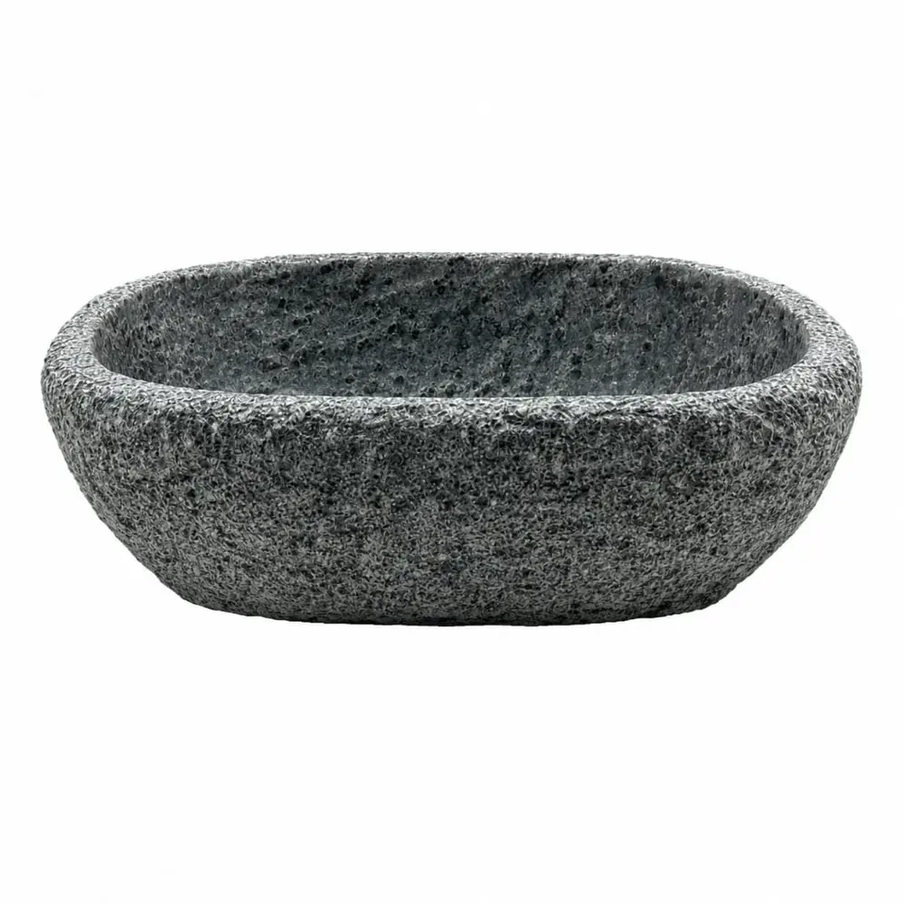 Cuba de Apoio Esculpida em Pedra-Sabão Picotada 50x35cm