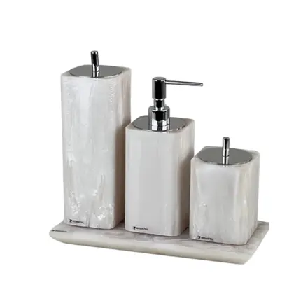 Conjunto Banheiro Otto 3 Peças em Resina Madreperola - Cromado