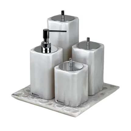 Conjunto Banheiro Otto 4 Peças em Resina Madreperola - Cromado
