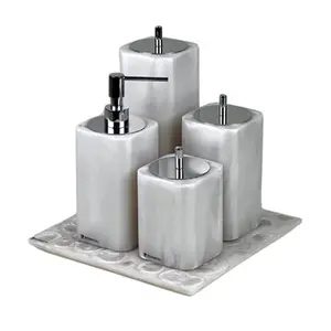 Conjunto Banheiro Otto 4 Peças em Resina Madreperola - Cromado