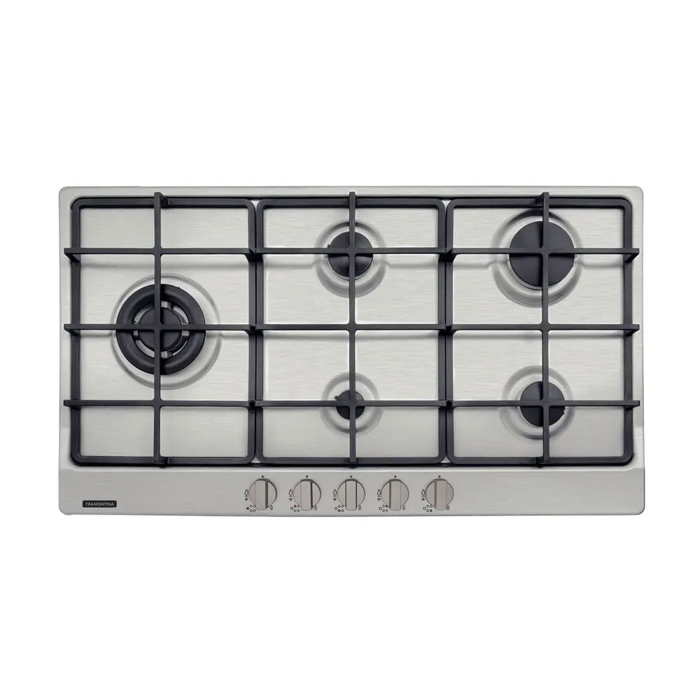 Cooktop a Gás Tramontina Penta Plus 5GX TRI HE Safestop 90 em Aço Inox 5 Trempes em Ferro Fundido 94752104