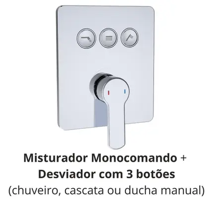 Chuveiro Multifuncional de Teto Embutido U52 Unique Spa em Inox Polido