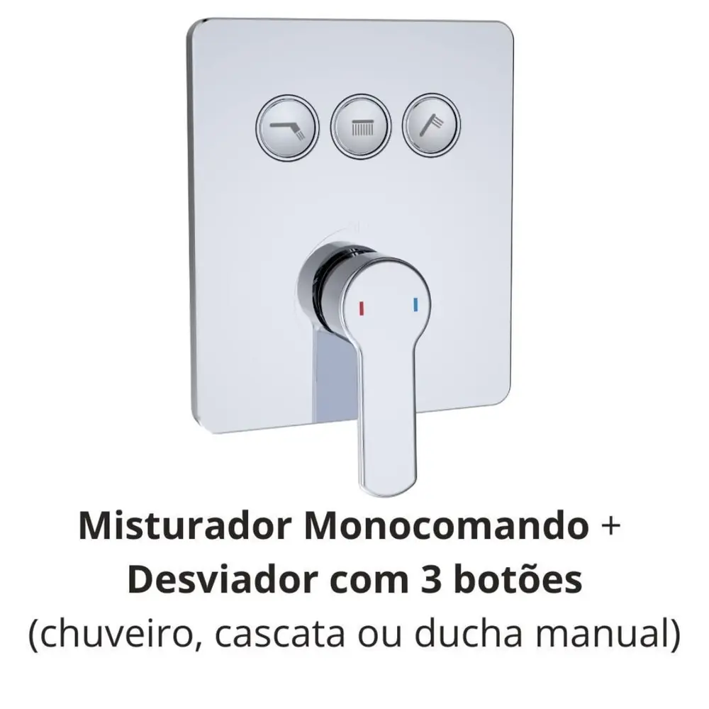Chuveiro Multifuncional de Teto Embutido U52 Unique Spa em Inox Polido