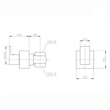 Acabamento de Registro para Base Deca e Meber 1/2" e 3/4" Lexxa Black Matte LX1004B