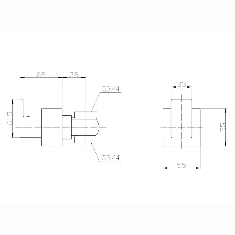 Acabamento de Registro para Base Deca e Meber 1/2" e 3/4" Lexxa Black Matte LX1004B