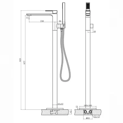 Misturador de Piso para Banheiras de Imersão com Ducha Lexxa Floor Cromado LX2290