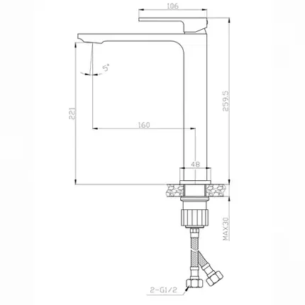 Misturador de Mesa Bica Alta para Banheiro Lexxa Slimt Ouro Escovado LX2292OE