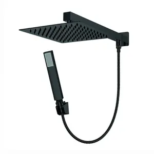 Chuveiro Quadrado Completo com Desviador Lexxa Aerial Black Matte LX4107B