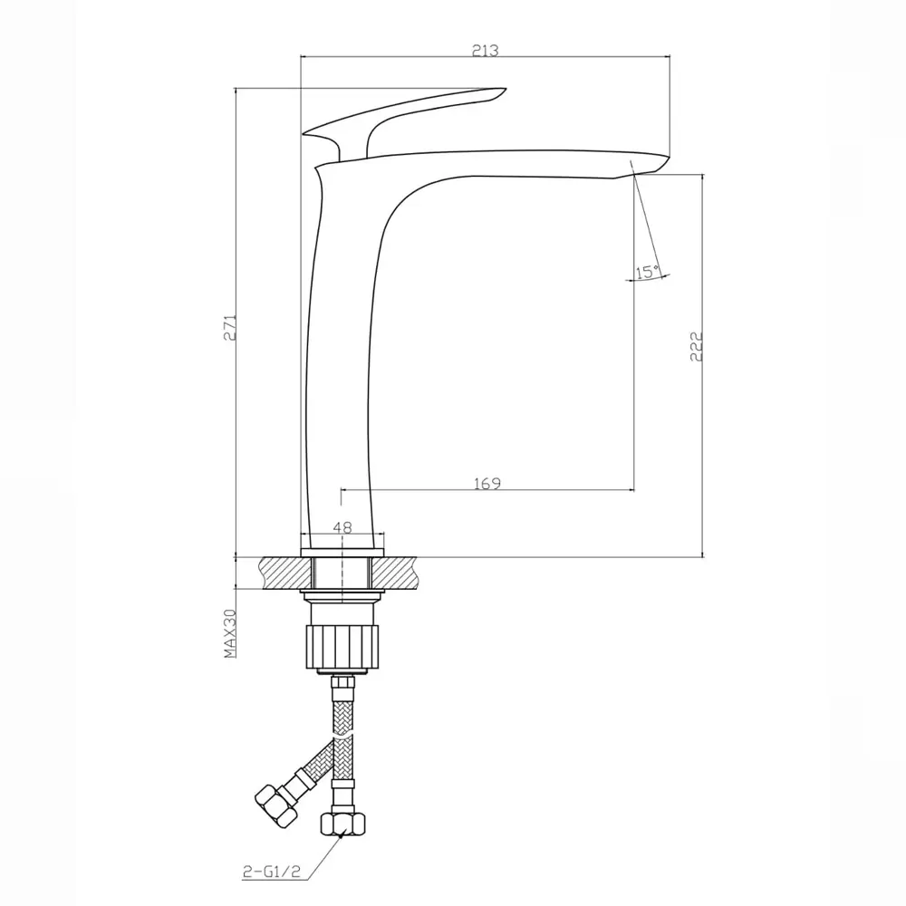 Misturador de Mesa Bica Alta para Banheiro Lexxa Evoq Light Grafite LX6112LGF