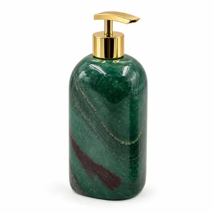 Kit para Banheiro 3 Peças em Quartzo Verde Natural Polido - Dourado