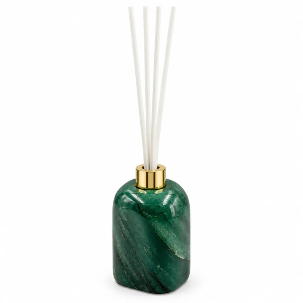 Kit para Banheiro 3 Peças em Quartzo Verde Natural Polido - Dourado