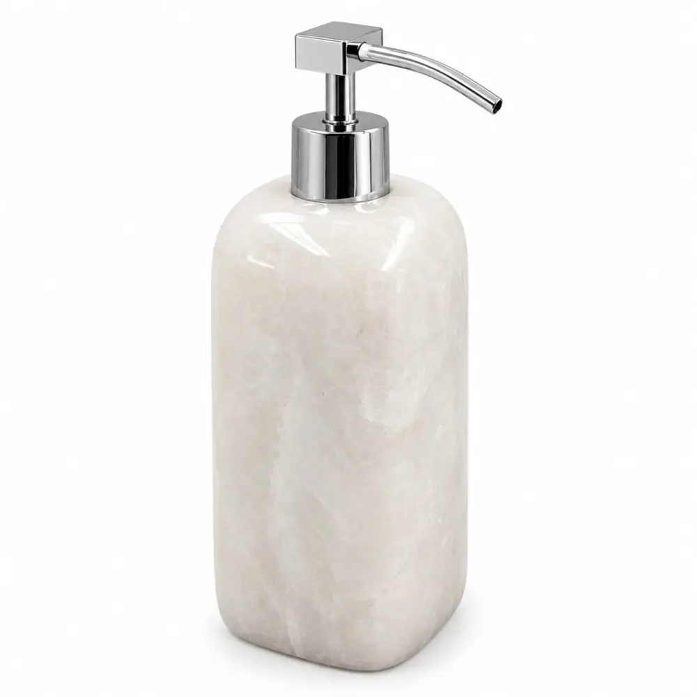 Kit para Banheiro 3 Peças em Quartzo Branco Natural Polido - Cromado