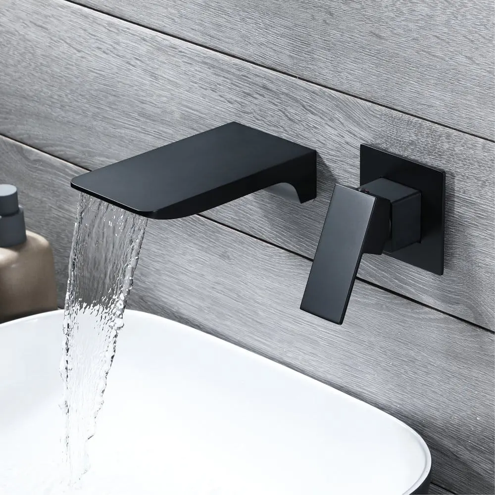 Misturador de Parede Cascata Unique Spa Flat Black Matte