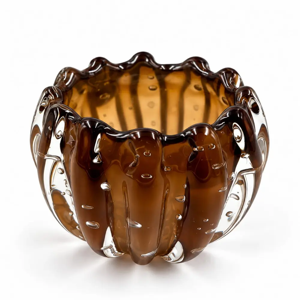 Cachepot Decorativo em Cristal Murano Liceu Bronzita