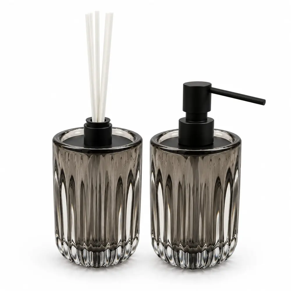 Kit 2 Peças em Cristal Murano Sorento Quartzo Fumê