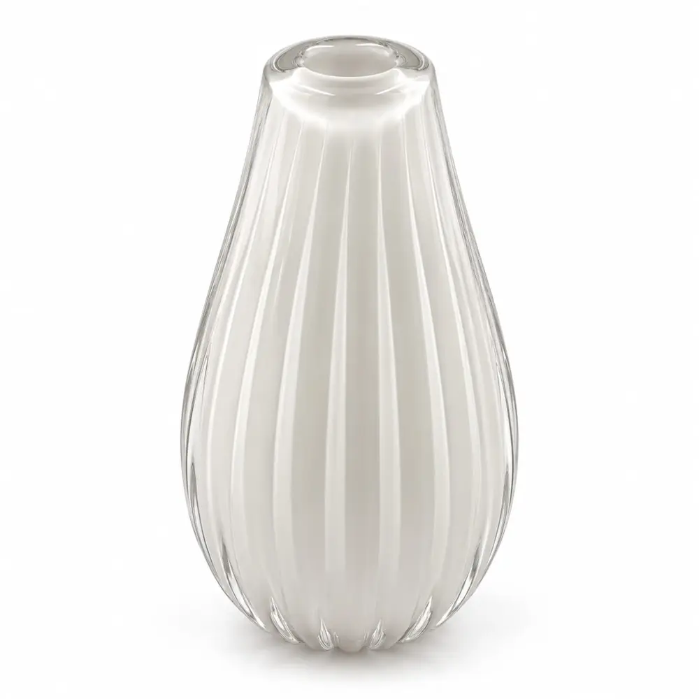 Vaso Decorativo em Cristal Murano Rire Quartzo Pérola