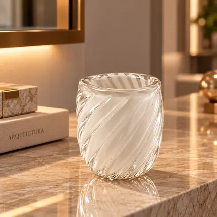 Vaso Decorativo em Cristal Murano Venlo Quartzo Pérola