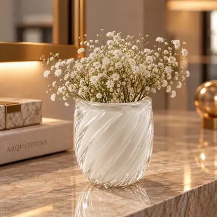 Vaso Decorativo em Cristal Murano Venlo Quartzo Pérola