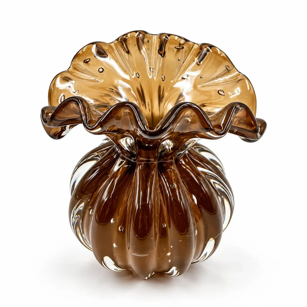 Vaso Decorativo em Cristal Murano Toscana Bronzita