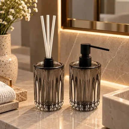 Saboneteira Líquida em Cristal Murano Sorento Quartzo Fumê