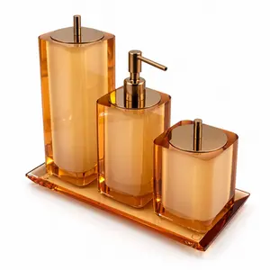 Conjunto Banheiro 3 Peças Otto em Resina Mel - Red Gold