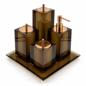 Conjunto Banheiro 4 Peças em Resina Mascavo - Red Gold