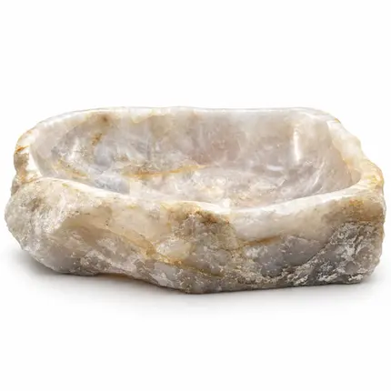 Cuba de Apoio 48x30cm Esculpida em Cristal Ônix Branco
