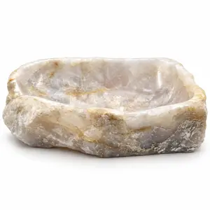 Cuba de Apoio 48x30cm Esculpida em Cristal Ônix Branco